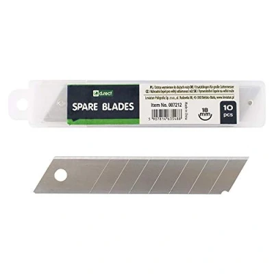 Afbeelding van D.RECT 7212 afbreekmesjes, 10 x cuttermessen, reservemesjes voor universeel mes, grote snijmessen, tapijtmessen, snijmessen 18 mm