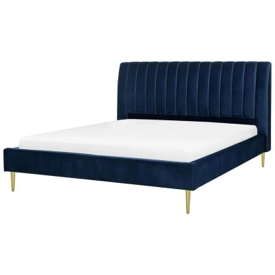 Afbeelding van Beliani Tweepersoonsbed MARVILLE Blauw fluweel