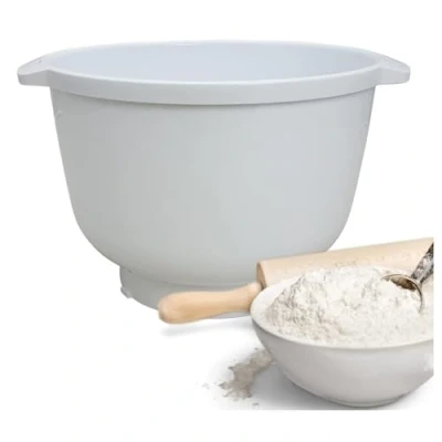 Afbeelding van Kunststof mengkom, MUZ5KR1, wit, vaatwasmachinebestendig, accessoires geschikt voor BOSCH keukenmachine modellen MUM5, reserveonderdeel mixer, 3,9 L volume en speciale binnenvorm