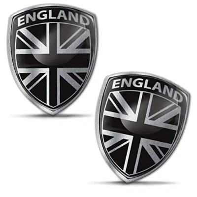 Afbeelding van Biomar Labs® 2 x 3D Koepelvormige Siliconen Badge Stickers Decal Embleem Auto Motorhelm UK GB Union Jack Verenigd Koninkrijk Groot Brittannië Brits Zilver Nationale Vlag F 151