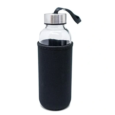 Afbeelding van NERTHUS FIH 647 glazen fles, zwart, 400 ml, neopreen hoes, glas