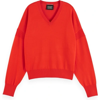 Afbeelding van Scotch &amp; Soda V NECK Relaxed Trui, Dames, Maat: XS, Flame red