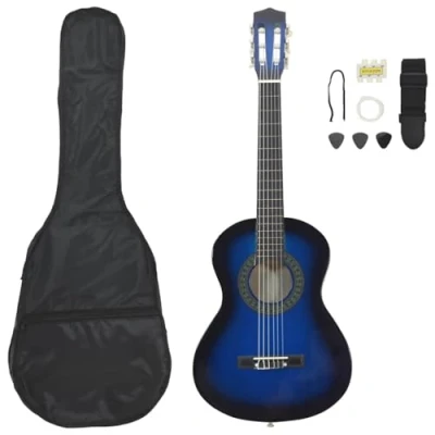 Afbeelding van vidaXL 8 delige Gitaarset klassiek beginner 1/2 34&quot; blauw