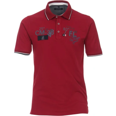 Afbeelding van Casa Moda polo heren normale fit poloshirt rood geprint