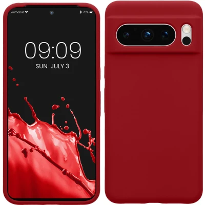 Afbeelding van kwmobile telefoonhoesje geschikt voor Google Pixel 8 Pro Hoesje met siliconen coating Smartphone case in rabarber rood