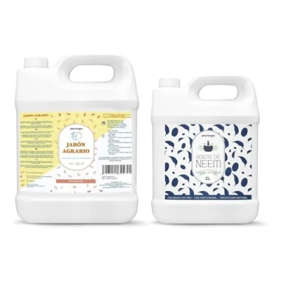 Afbeelding van PLANTAWA Set met kaliumzeep, 5 l + neemolie, 2 l, efficiënte reiniging en natuurlijk ongediertebestrijdingsmiddel, ecologische verzorging voor de moestuin, veelzijdig milieuvriendelijk.