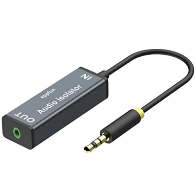 Afbeelding van eppfun AV100A Ground Loop Noise Isolator, geluidsisolator voor auto/home stereo audiosysteem met 3,5 mm AUX/RCA &amp; Jack