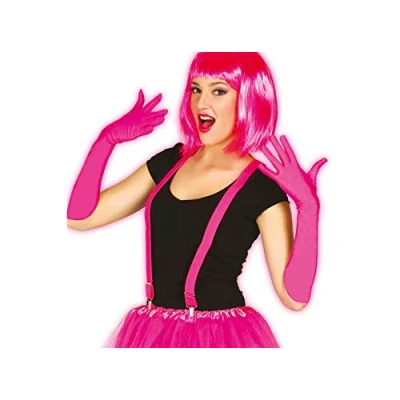 Afbeelding van Fiestas Guirca Carnaval verkleed bretels neon roze volwassenen accessoires
