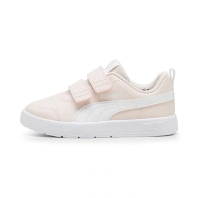 Afbeelding van Puma Courtflex V3 Unisex Hardloopschoenen competitie voor kinderen, Maat: 29, Island pink/white Hoogwaardig imitatieleer