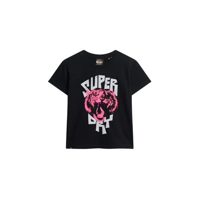 Afbeelding van Superdry LOFI ROCK Graphic Tshirt print, Dames, Maat: 36, Jet black