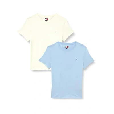 Afbeelding van Tommy Jeans TEE 2 PACK Tshirt basic, Dames, Maat: 32, Ecru/sweet blue