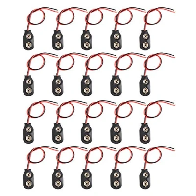 Afbeelding van HALJIA 20Pcs Faux Lederen Shell 9V Batterij Houder Clip Snap On Connector Kabel I Type Zwart