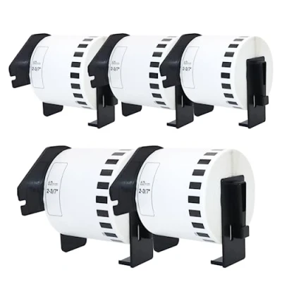 Afbeelding van Doree 3 rollen DK 22205 62 mm x 30,48 m continue etiketten (papier) compatibel met Brother QL labelprinters