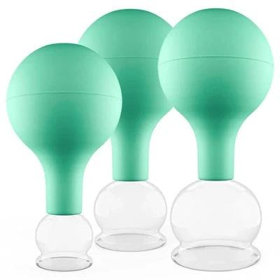 Afbeelding van Pulox Set van 3 glazen echt glas in diverse maten en kleuren (set 3, klein, groen)
