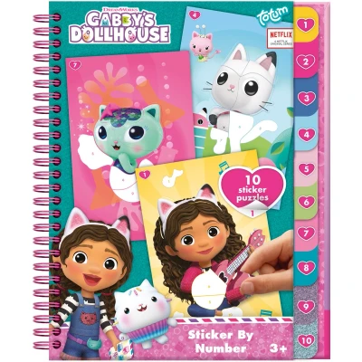Afbeelding van Gabby&#039;s Poppenhuis Totum sticker puzzelboekje inclusief kleurplaten vakantieboek 10 stickerpuzzels by number Dollhouse