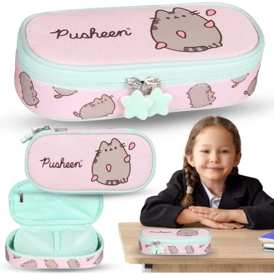Afbeelding van Pusheen Compartiment school etui, zakje voor meisjes, roze 5x20x10cm (Pusheen A)