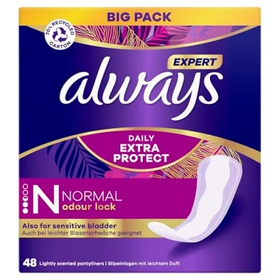 Afbeelding van Always Daily Extra Protect inlegkruisjes voor dames, normaal (48 maandverbanden), Giga Pack, geurneutraliserend, ademend, flexibel