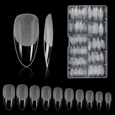 Afbeelding van Nageltips, 500 stuks valse nagels, acryl, kunstnageltips met opbergkoffer voor nagelstudio&#039;s en doe het zelf nail art thuis, 10 maten (amandelvorm)