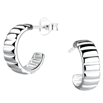 Afbeelding van JoyS Zilveren oorringen stud 12 mm / 5 gepolijst sterling zilver 925 oorbellen