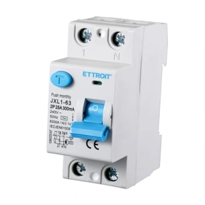 Afbeelding van differentiaalschakelaar zuiver, 2P 300mA 6KA 240VAC, differentiële bescherming, 2 DIN modules (2P 25A 300mA)