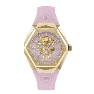 Afbeelding van Philipp Plein $Kull Spikes PWADA0124 Horloge Siliconen Roze Ø 40 mm