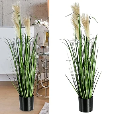 Afbeelding van Kunstplant wildgras in pot, hoogte 85 cm, pampasgras met bladeren, kunstgras, siergras