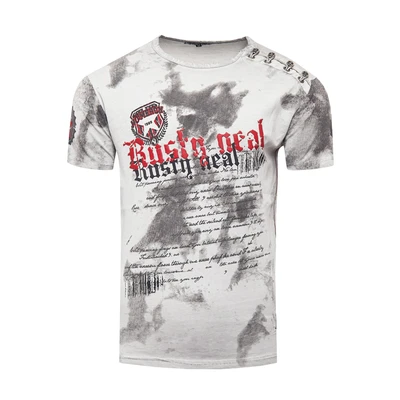 Afbeelding van Rusty Neal T shirt Color Tie Dye Verwassen in batik look heren met placative Front Print S M L XL XXL 3XL (extra groot) Casual Fit Streetwear 156 1, grijs,