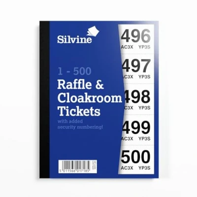 Afbeelding van Silvine Garderobe/loterij tickets, genummerd 1 500 met beveiligingsnummering. Ref CRT500