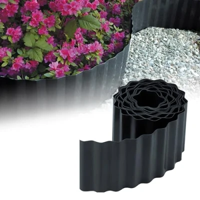Afbeelding van GARDENIX Gegolfde bloembed, gazonrand, kunststof lengte 9 m, hoogte 15 cm, antraciet