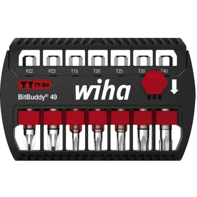 Afbeelding van Wiha Bitset BitBuddy® TY bit 49 mm Pozidriv, TORX® 8 delig 1/4&quot; E6,3 42118