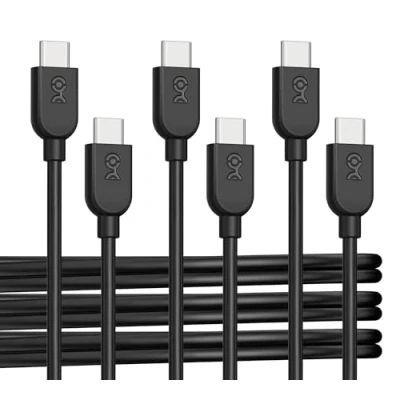 Afbeelding van Cable Matters 3 stuks USB C oplaadkabel met Power Delivery 60 W 0,3 m (USB naar kabel) in zwart, compatibel iPhone 15/15 Pro/15 Plus, iPad Pro, Samsung Galaxy S23