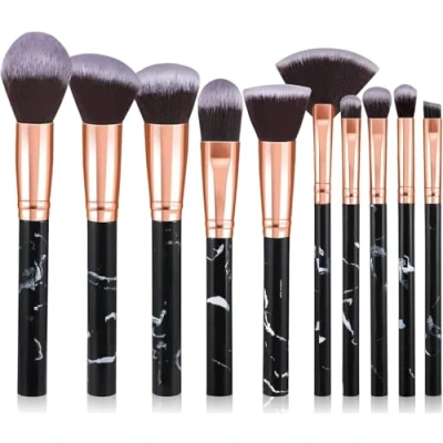 Afbeelding van Make up Borstels 10 Stks Marmer Borstel Set Foundation Poeder Blush Blending Oogschaduw Sets