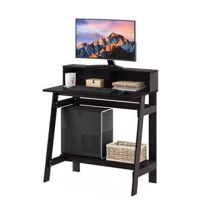 Afbeelding van Furinno Simplistic A frame computertafel, donker walnoothout