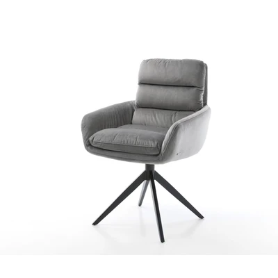 Afbeelding van DELIFE Draaistoel Abelia Flex met armleuning fluweel grijs kruisframe breed zwart 360 draaibaar rocker functie