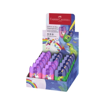 Afbeelding van Puntenslijper Faber Castell Dino/Unicorn dubbel 18st. in display
