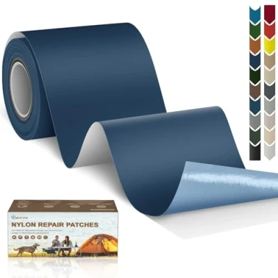 Afbeelding van Cahomo nylon reparatiepatches, 7,6 x 200 cm, zelfklevend, waterdichte reparatiepatch, patches, voor jassen, tenten, bovenkleding, donkerblauw