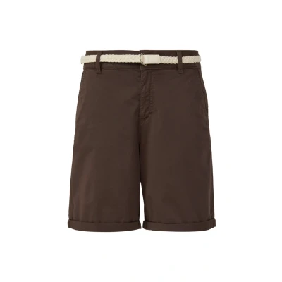 Afbeelding van s.Oliver Shorts met gevlochten riem en garment dye, mokka, 36