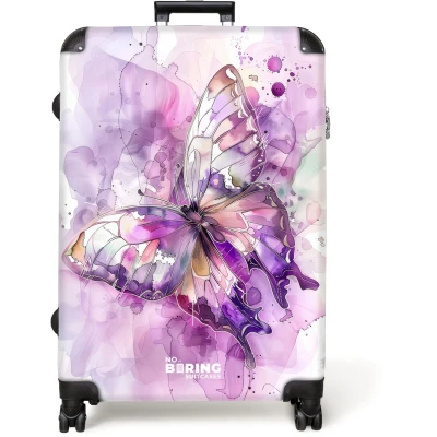 Afbeelding van NoBoringSuitcases.com® Koffer groot Reiskoffer lichtgewicht Vlinder Waterverf Abstract Rolkoffer met 4 wielen Grote trolley XL 98 liter bagage