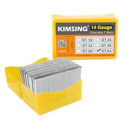 Afbeelding van KIMSING 14 Gauge 64 mm geharde verzinkte afwerking nagels, 800 stuks/doos, betonnen T voor zware beton, houtbewerking spijkers, metselwerk