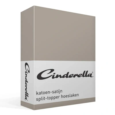 Afbeelding van Satijnen Split Topper Hoeslaken Cinderella Taupe 180 x 200 cm