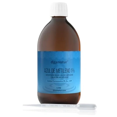 Afbeelding van Dioxnatur ® Methyleenblauw, oplossing 1% USP, farmaceutische kwaliteit, 1 l, met pipet, Spaans merk