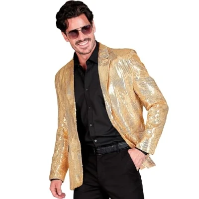 Afbeelding van Widmann Glitter &amp; Glamour Kostuum Pailletten Colbert Funky Showmaster Goud Man Large Carnavalskleding Verkleedkleding