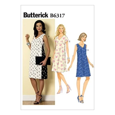 Afbeelding van Butterick Pattern 6317, Misses jurk, maten 14 22, viscose, meerkleurig, E5 (14 16 18 20 22)