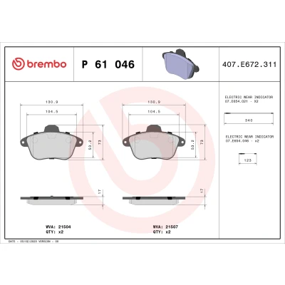 Afbeelding van Brembo Remblokset P 61 046