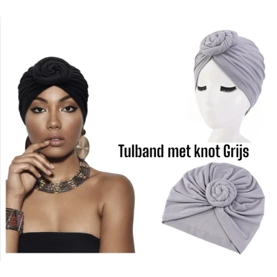 Afbeelding van Cabantis Tulband met Knot Hoofddeksel Islamitisch Muts Grijs
