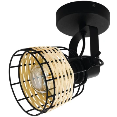 Afbeelding van Leen Bakker EGLO Plafondlamp Anwick Zwart/ Plafondlampen Bruin Rotan