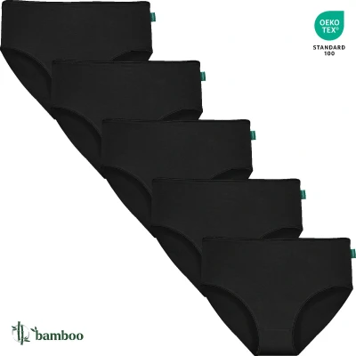 Afbeelding van Dames Midi Slip Zwart 5 Pack Maat L/XL Bamboe Viscose Ondergoed