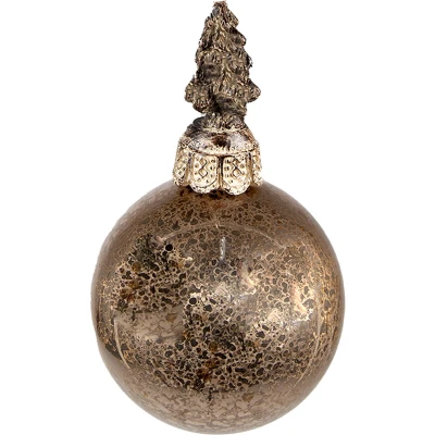 Afbeelding van Clayre &amp; Eef Kerstbal Ø 7 cm Bruin Glas Kunststof Kerstdecoratie