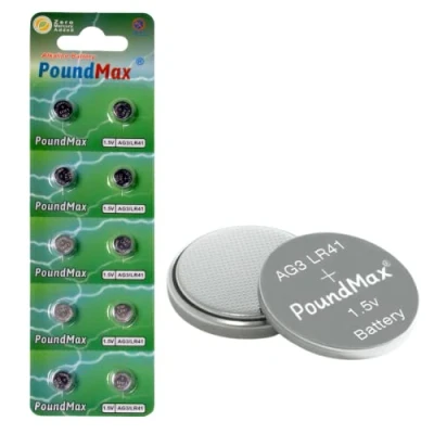 Afbeelding van 10x AG3 (LR41, LR736, 392) 1,5V PoundMax Alkaline Knoopcelbatterijen 1x 10 Stuks