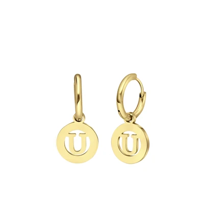 Afbeelding van Lucardi MIT Buchstabe U Letter Oorbellen U, Dames, Maat: One Size,